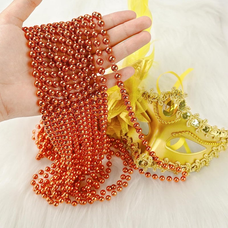 ZZYFGH 12 Pcs Orange Bead Necklace, 33" 7mm Orange Halloween Bead Necklaces, Mardi Gras Beads Necklaces Costume Bulk, Festival Parade Throw Accessories for Mardi Gras Halloween Wedding Celebrations Decor - Image 4